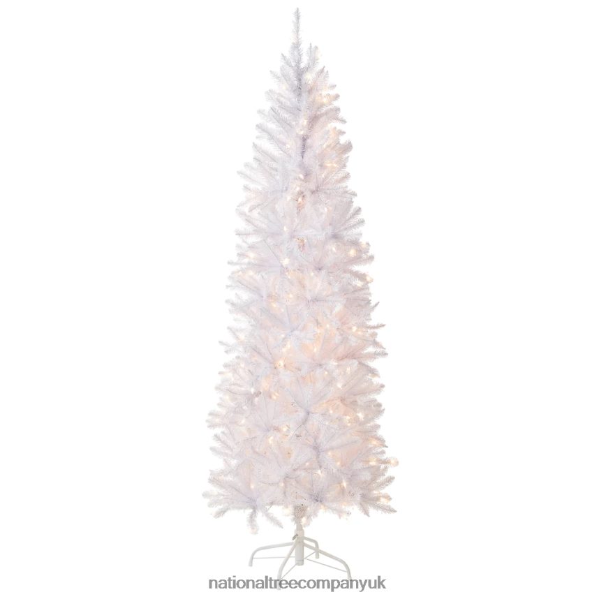 Trees | National Tree Company Artificial Pre-Lit Slim Christmas Tree White Kingswood Fir White Lights Includes Stand 7 Feet F2L4F134